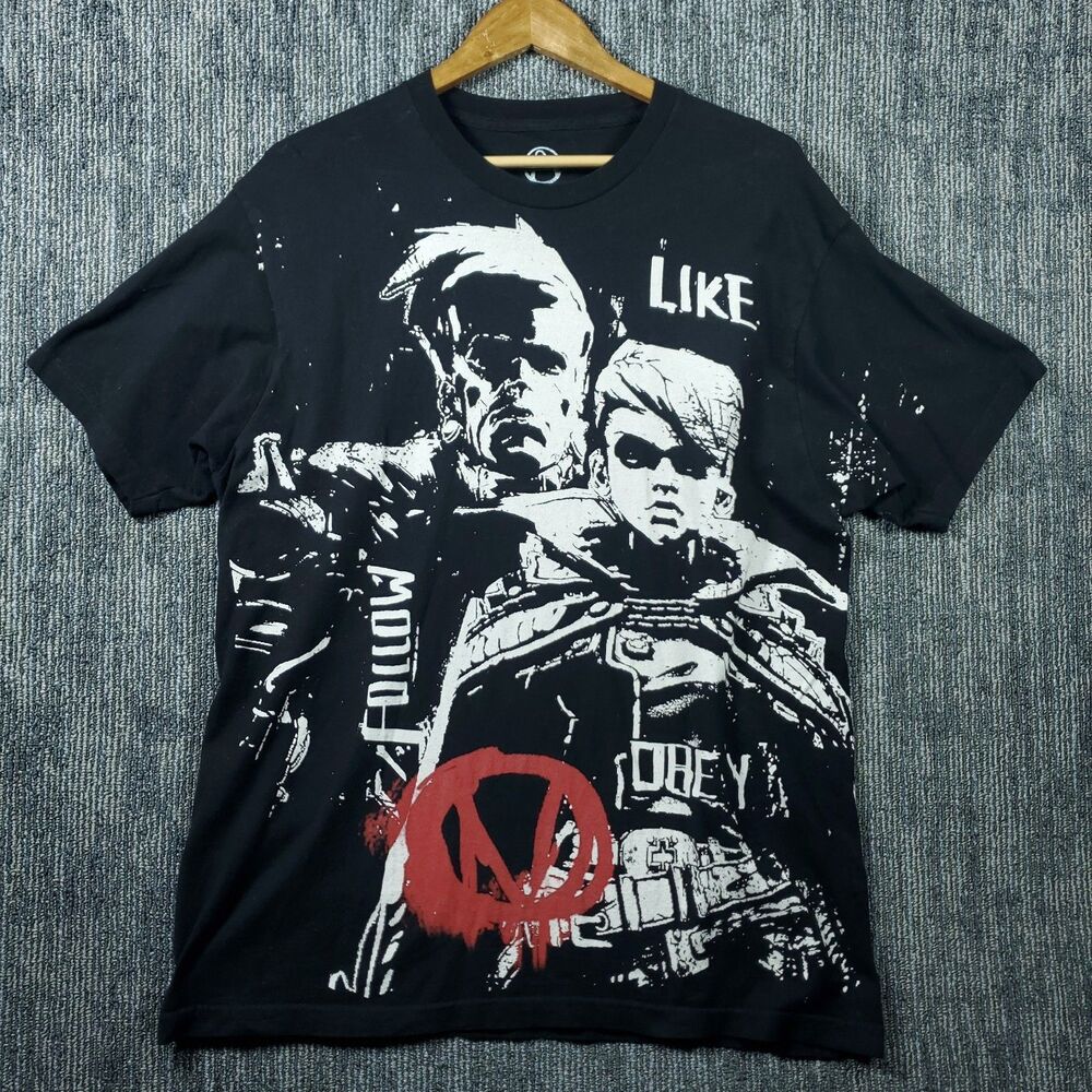 Borderlands 3 T-Shirt Mens XL Like Follow Obey Graphic Tee, Video Game